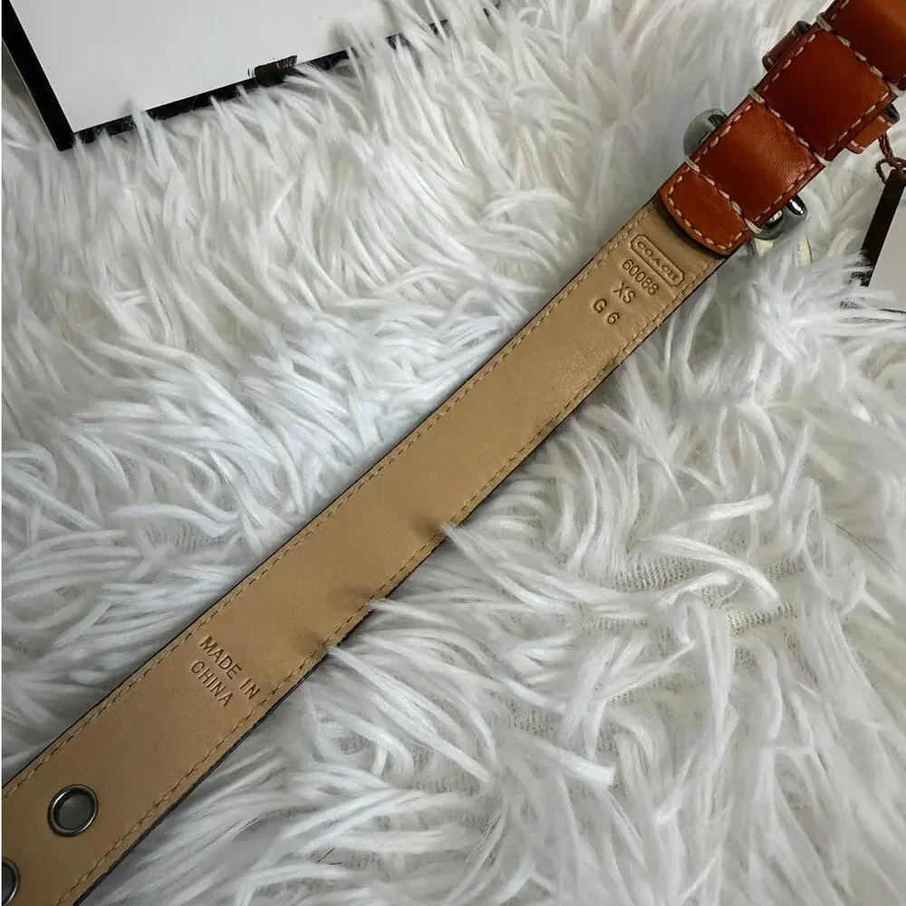 NWB COACH Legacy Stripe Leather Dog Collar XS w COACH Charm Limited Ed Rare